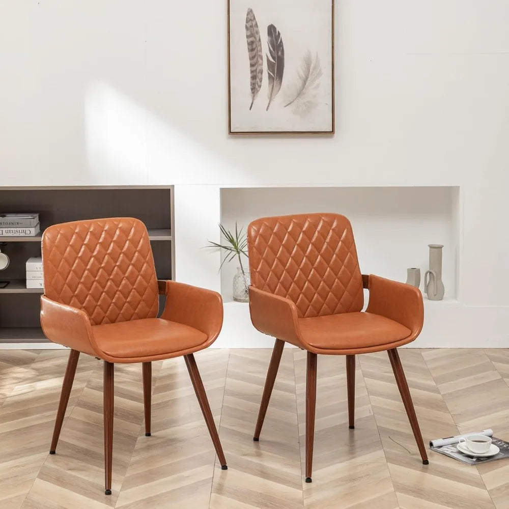 Mid Century Modern Faux Leather Dining Chairs - 5 Color Options