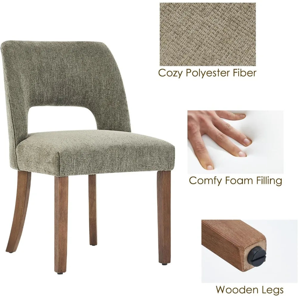 Modern Fabric Upholstered Dining Room Chair Set of 2, 8 Colors