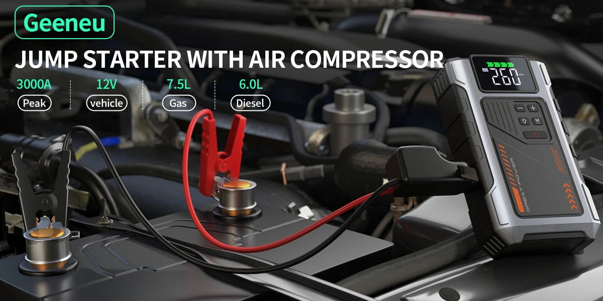 Portable Vehicle Jump Starter With 150psi Air Compressor