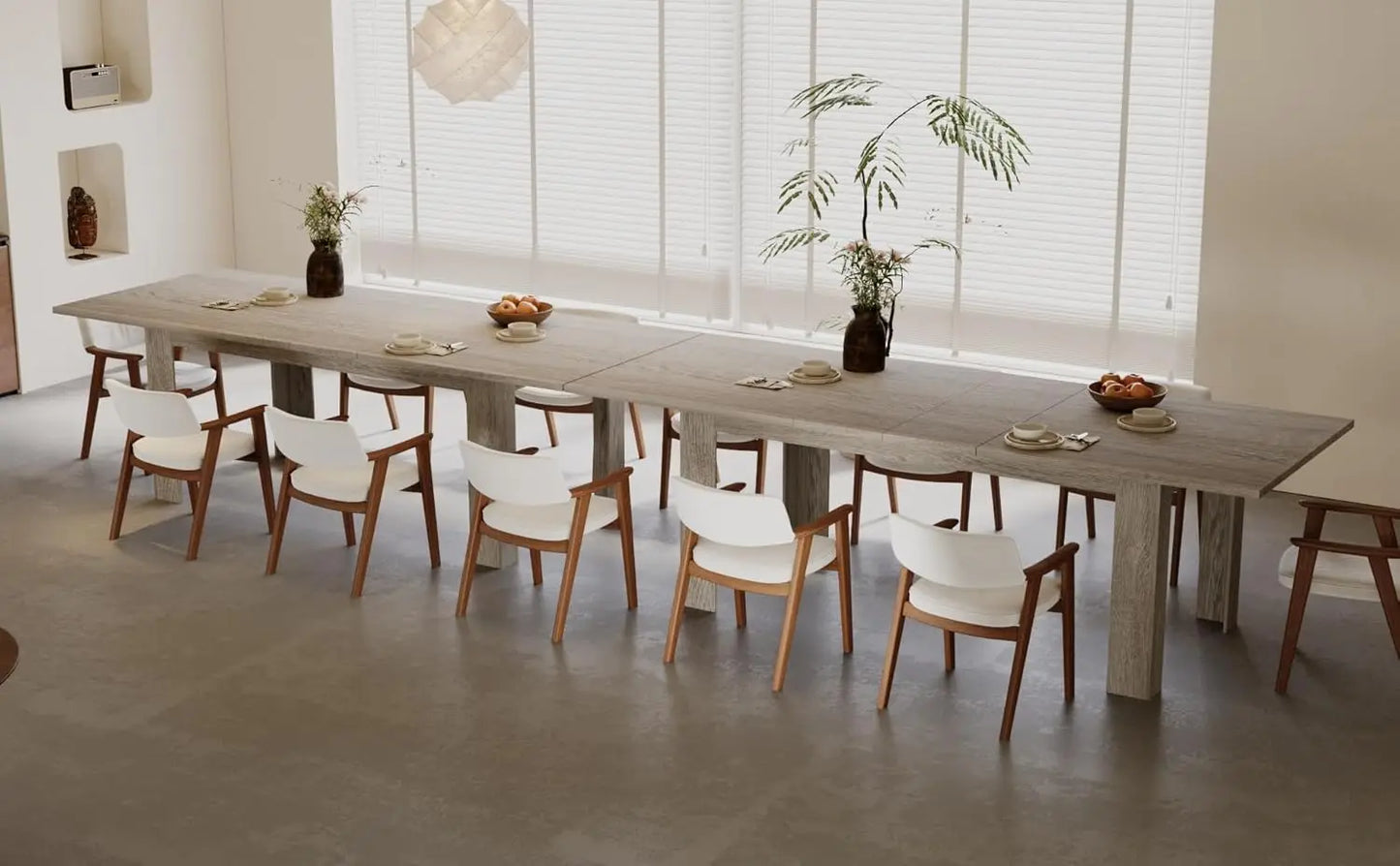 Expandable Oak Dining Table for 6 to 8 People