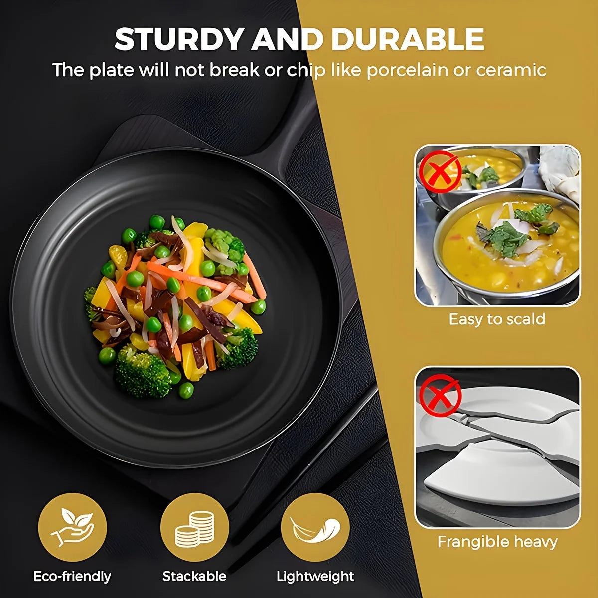 16/32pcs Tableware Set, Include Plates, Bowls Cups. Black