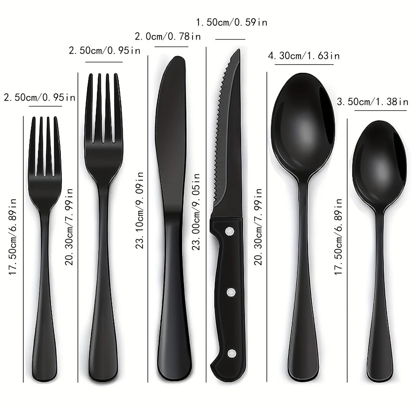 30-Piece Black Silverware Set With Steak Knives, Black Flatware Set Food-Grade Stainless Steel Tableware Cutlery Set