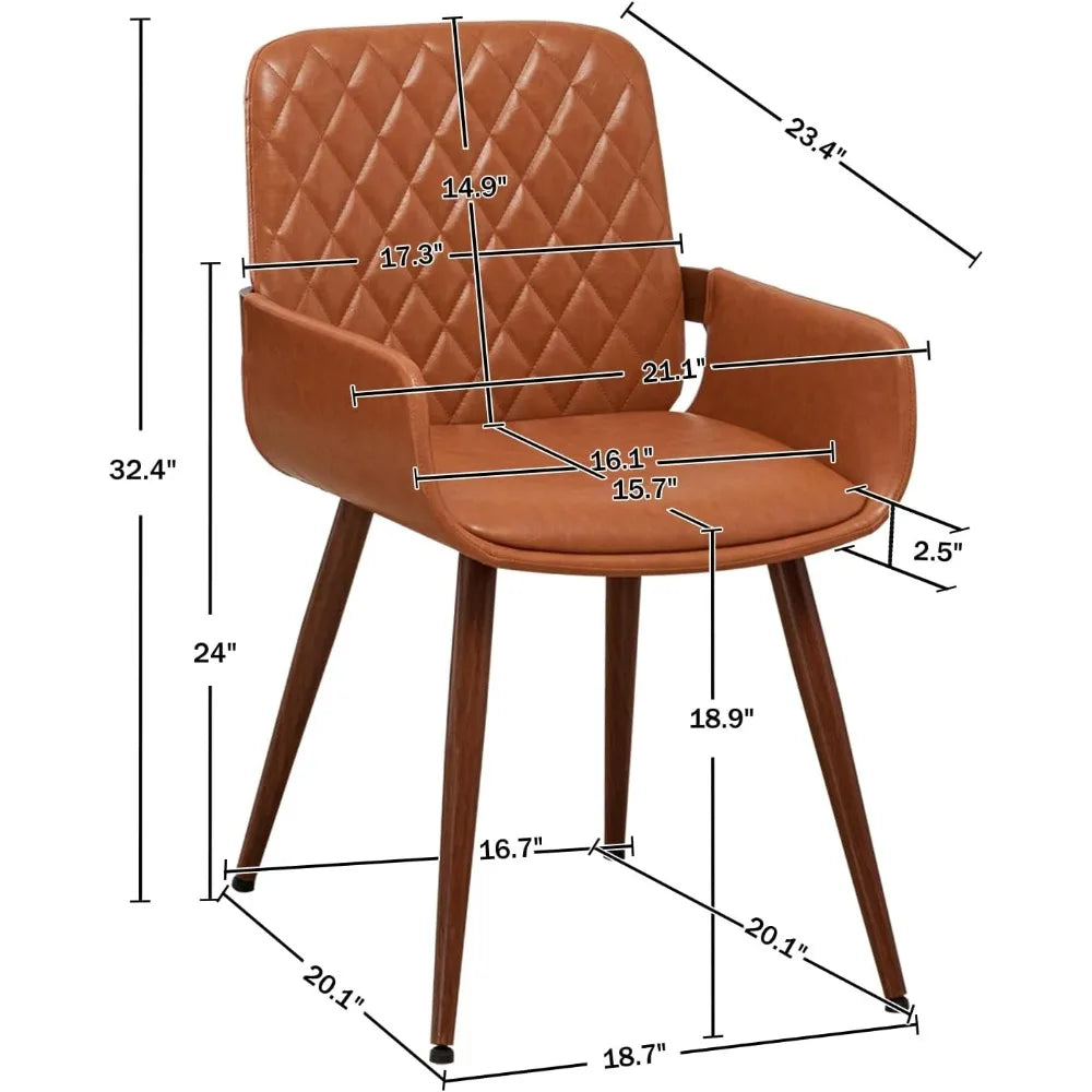 Mid Century Modern Faux Leather Dining Chairs - 5 Color Options