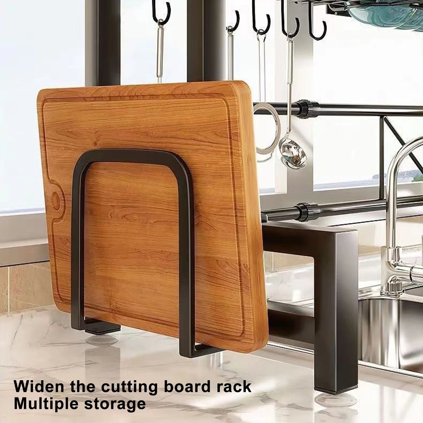 2 Tier Kitchen Storage Shelf - Above Sink, Adjustable Draining Rack, Multifunctional Organizer