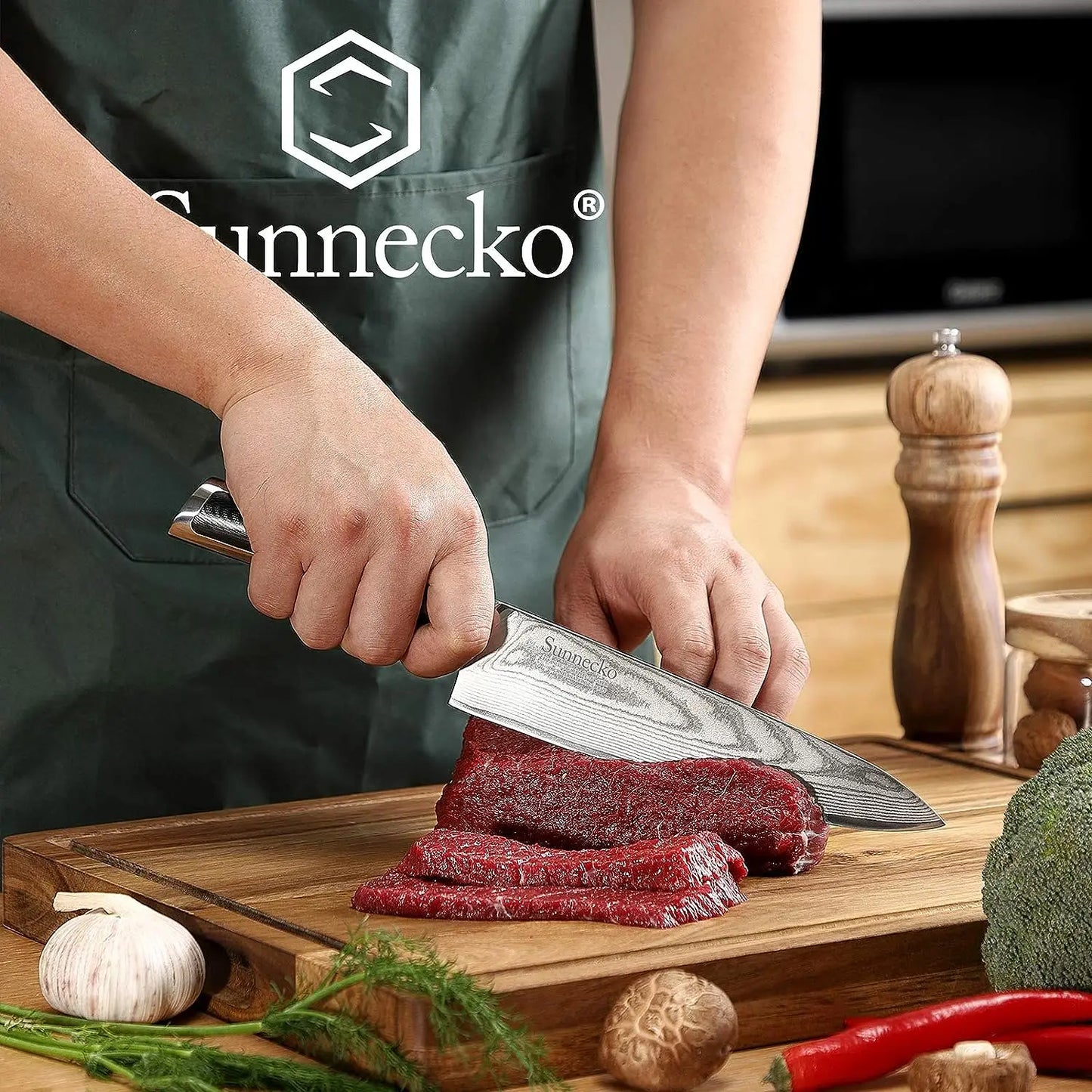 Sunnecko Chef's Knives 8"/6.5" VG10 Damascus Steel, G10 Handle