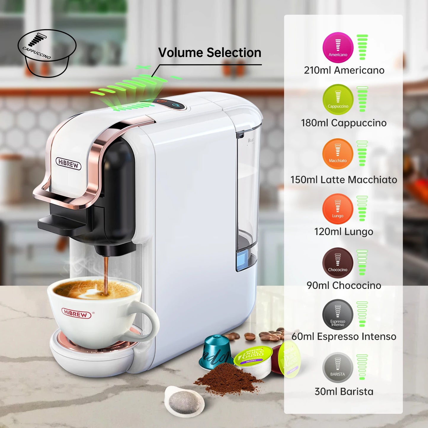 HiBREW Multiple Capsule Coffee Machine, Hot/Cold: 5 in 1