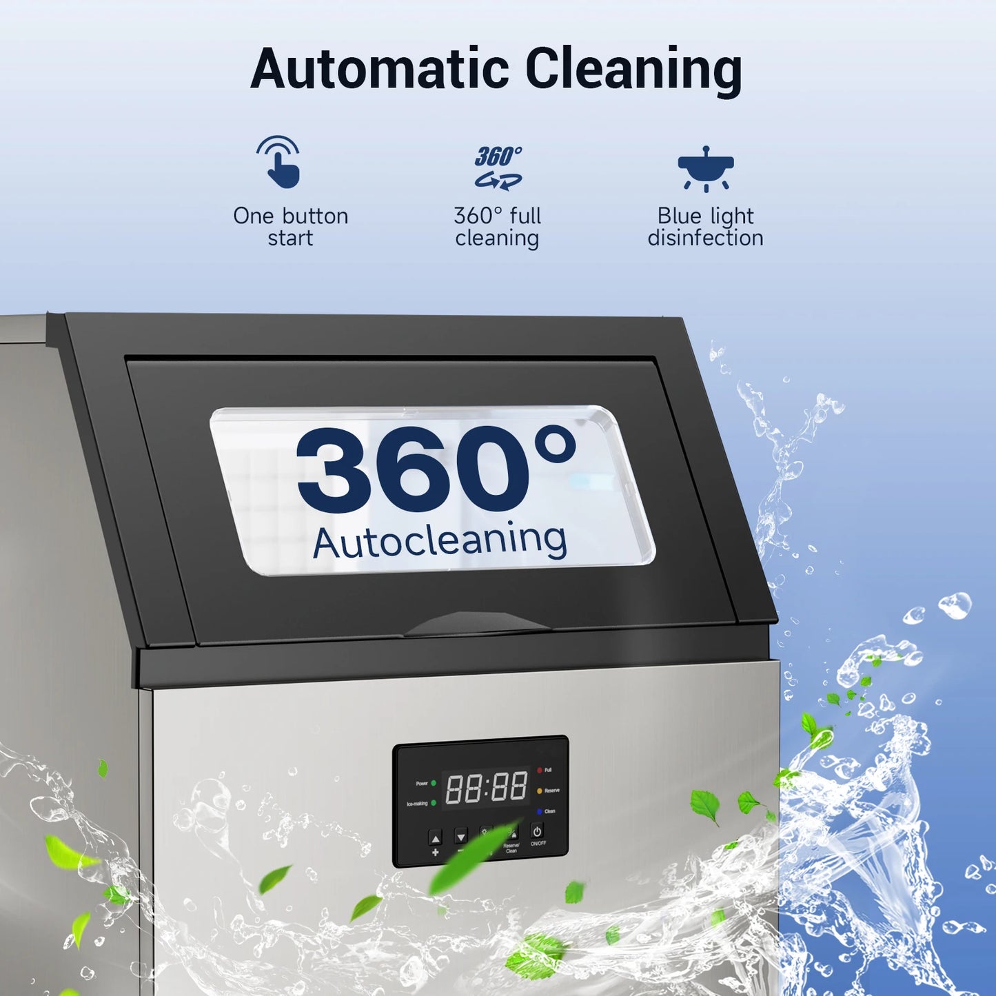 Under Counter Ice Maker with 34LBS Ice Bin, Freestanding Machine for Home Cafe
