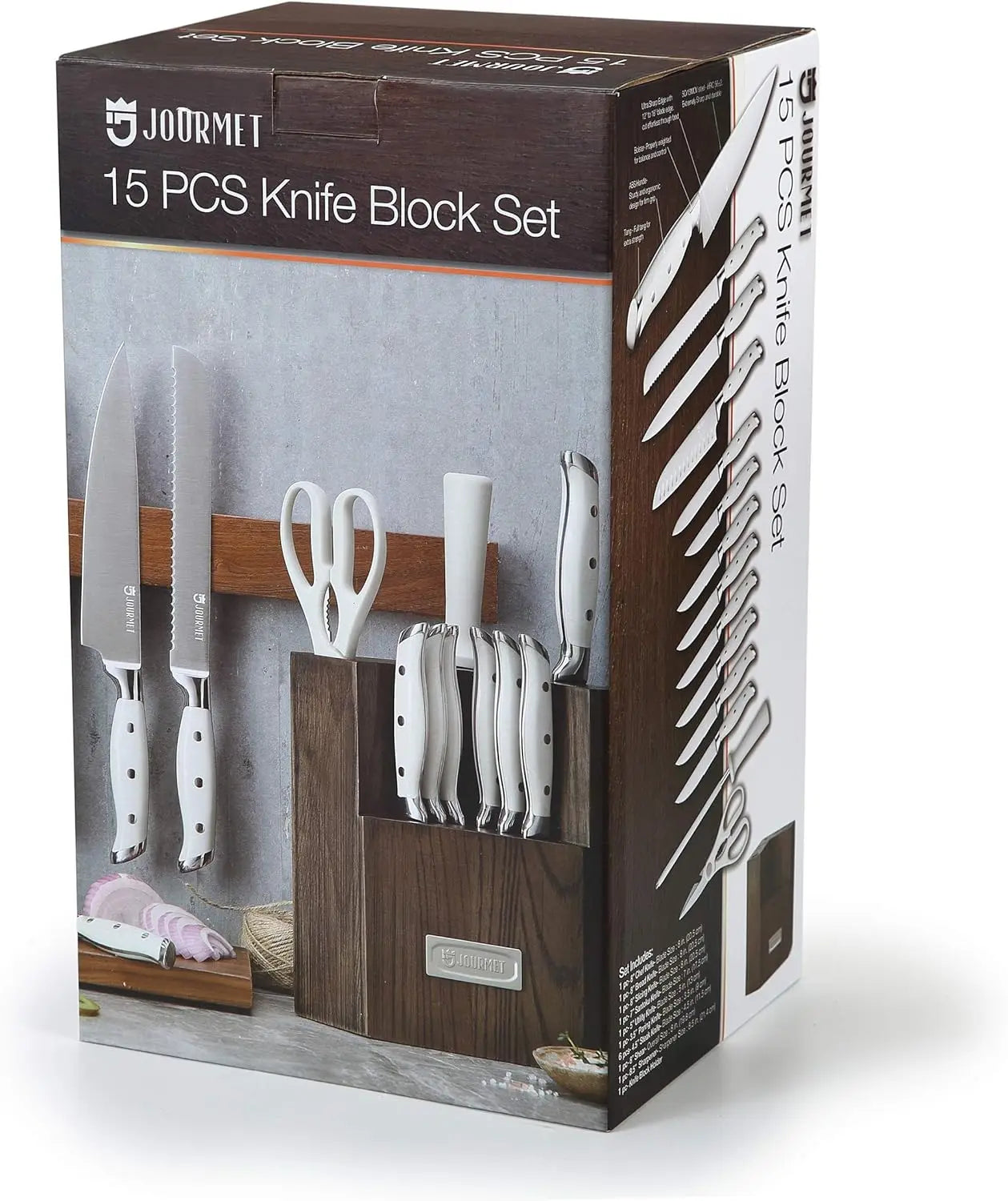 Beautiful 15PC Knife Block Set, High Carbon Stainless Steel Blade with Block and Knife Sharpener