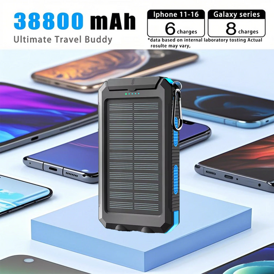 Waterproof Outdoor Solar Power Bank: 38800mAh Dual USB Charger