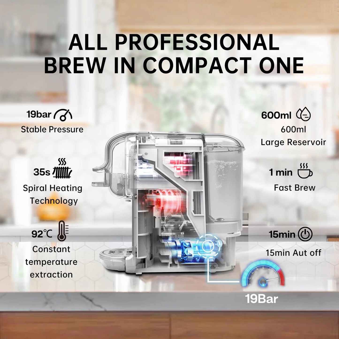 HiBREW Multiple Capsule Coffee Machine, Hot/Cold: 5 in 1