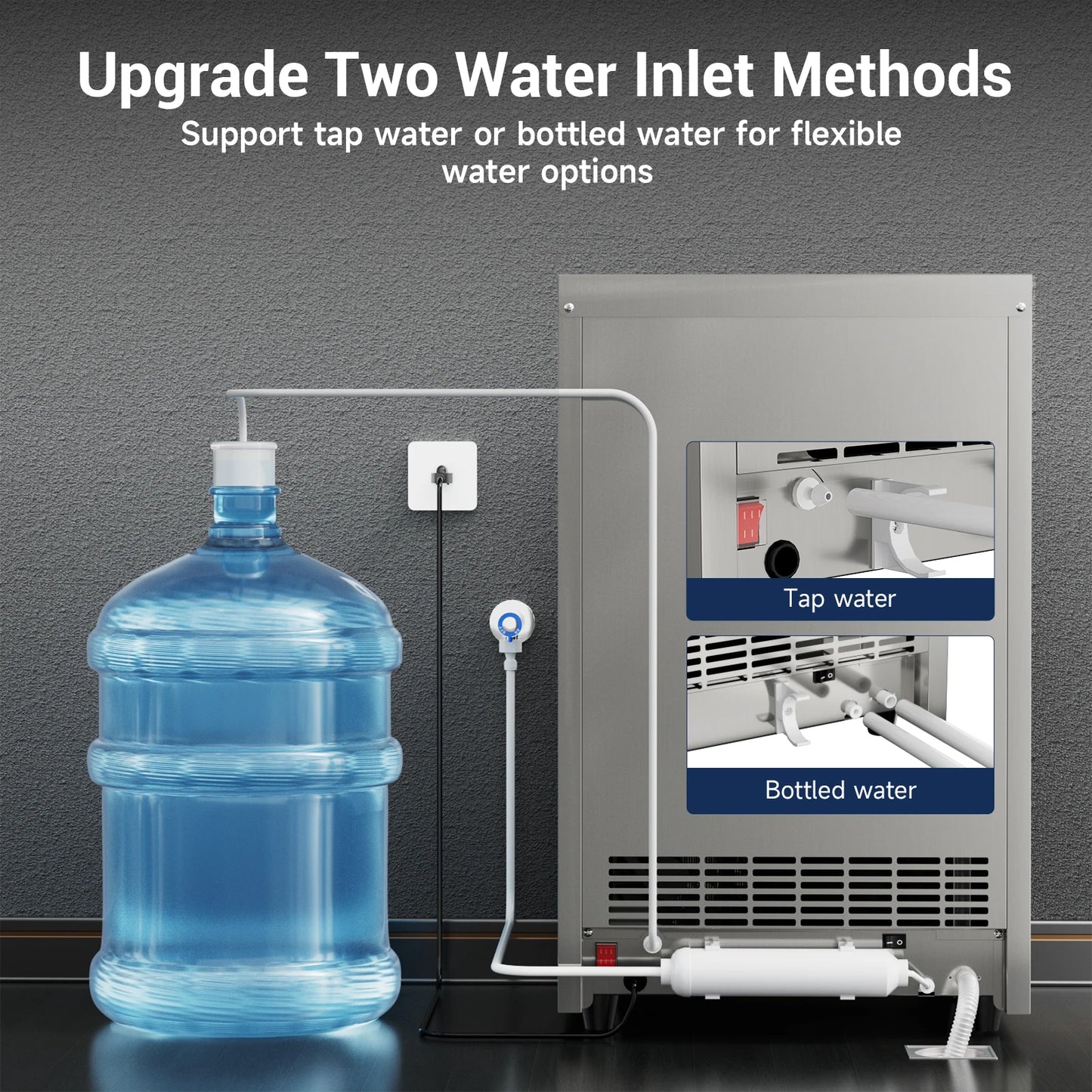 Under Counter Ice Maker with 34LBS Ice Bin, Freestanding Machine for Home Cafe