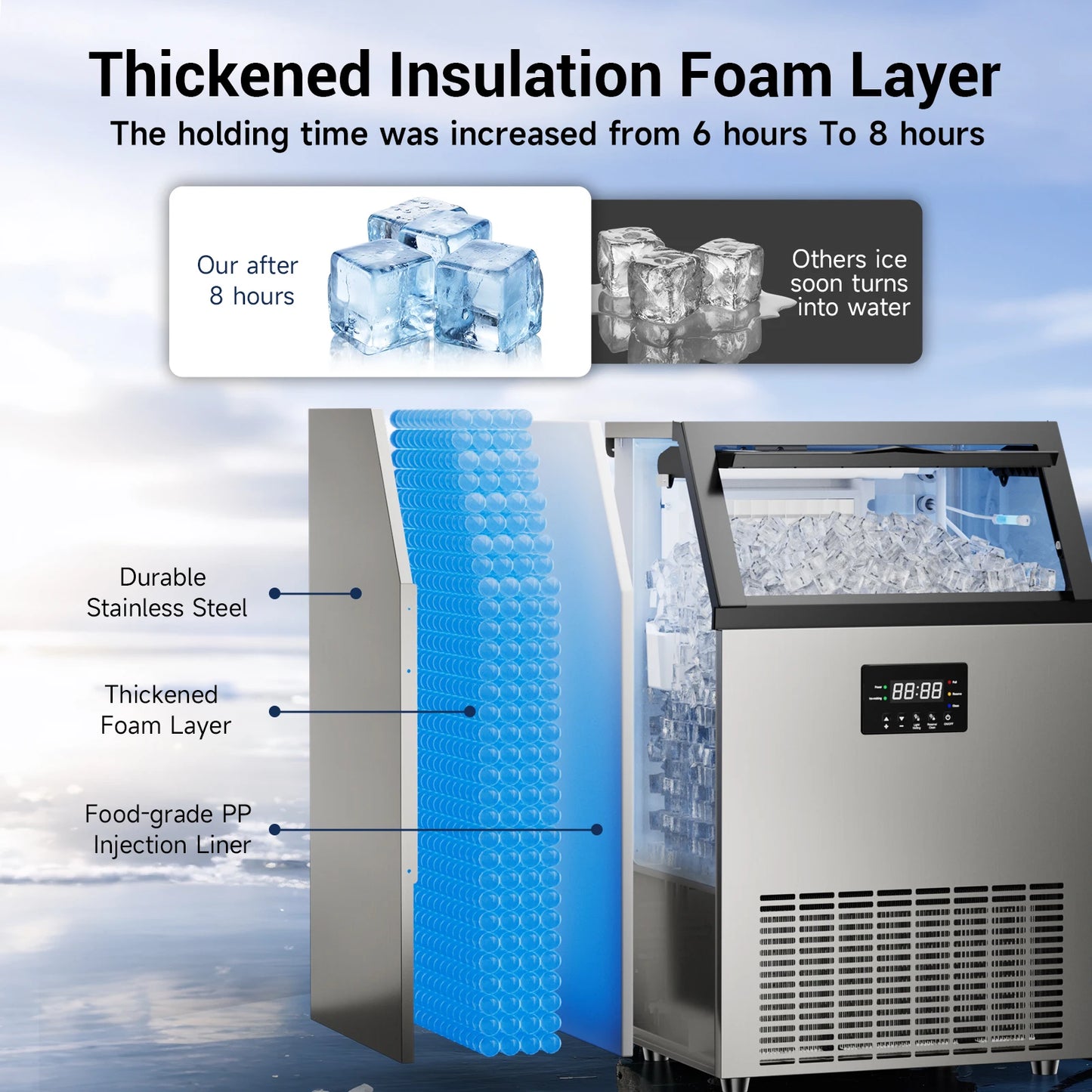 Under Counter Ice Maker with 34LBS Ice Bin, Freestanding Machine for Home Cafe
