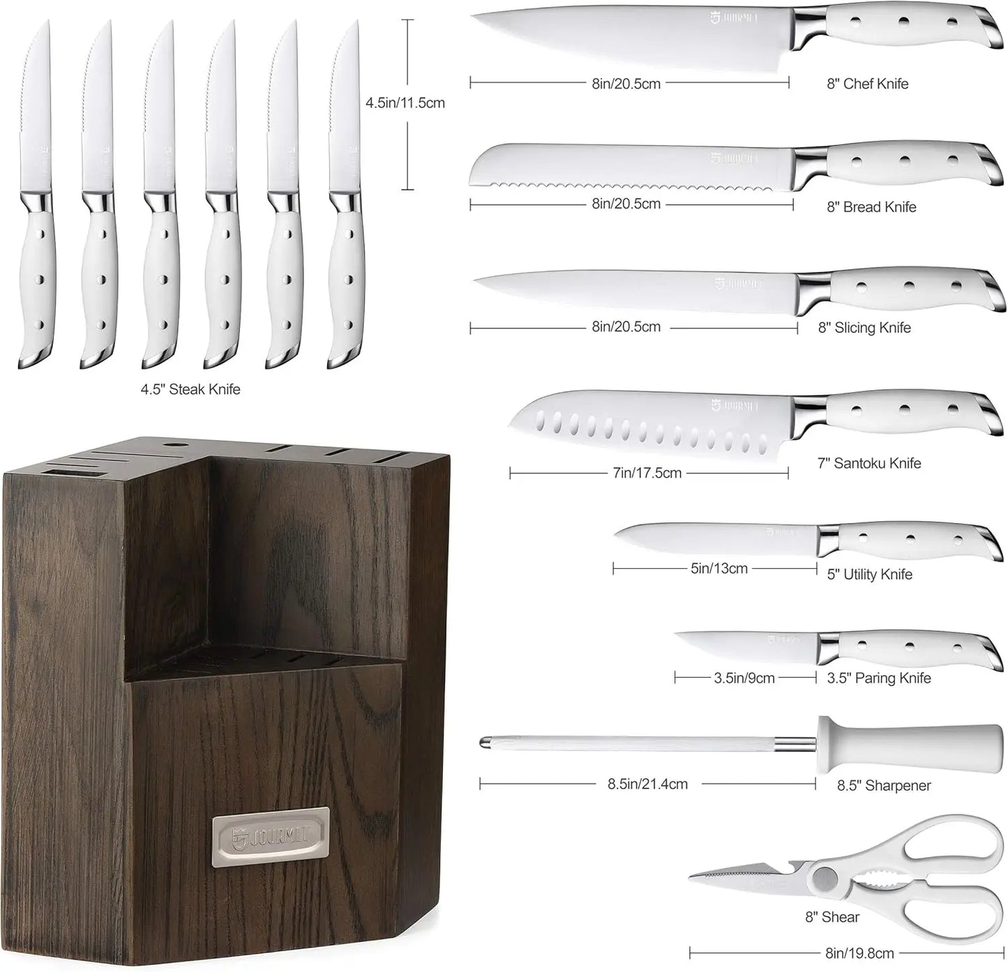 Beautiful 15PC Knife Block Set, High Carbon Stainless Steel Blade with Block and Knife Sharpener