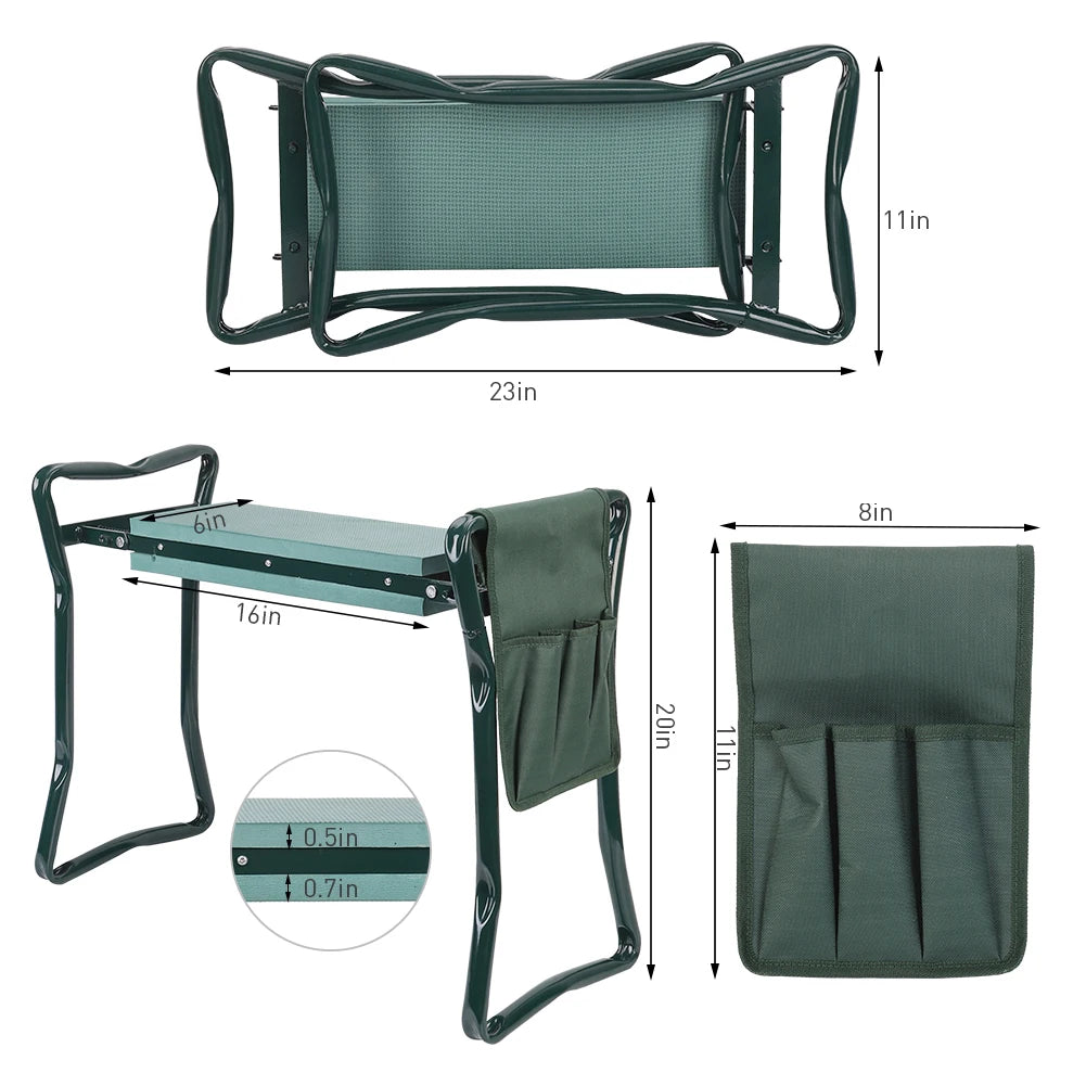 Heavy Duty Upgraded Garden Kneeler: Thickened Seat Padded 150KG Load,, Folding, Portable