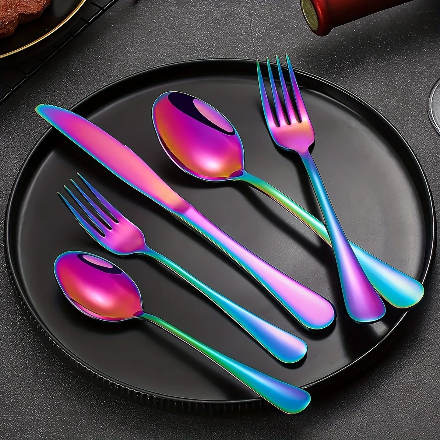 30/60pcs Stainless Steel High-end Tableware Set - Dishwasher Safe
