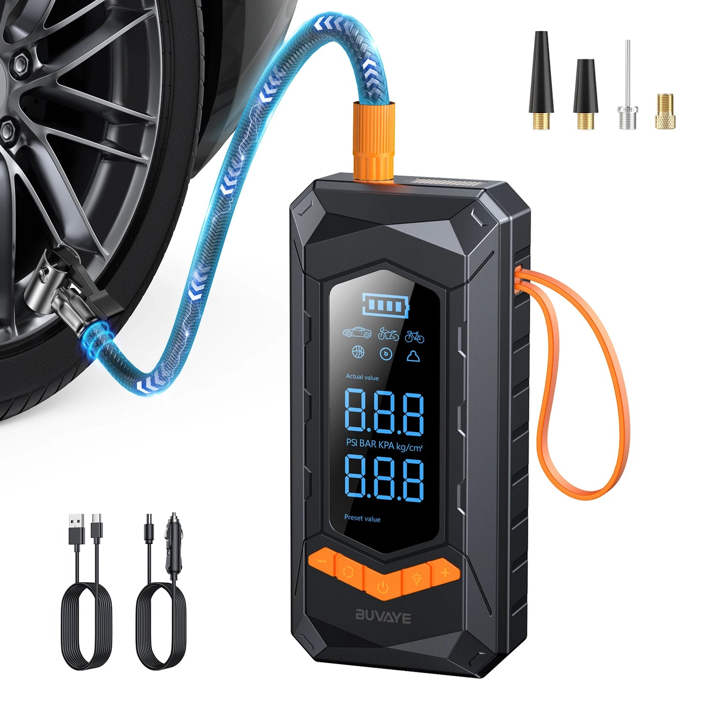 Wired/Wireless Air Pump: Inflator 250psi Compressor
