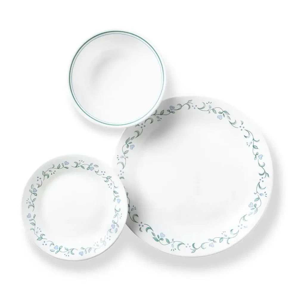 12-Piece Dinnerware Set - Vitrelle Triple-Layer Glass Stripe Bowl, Chip Crack Resistant