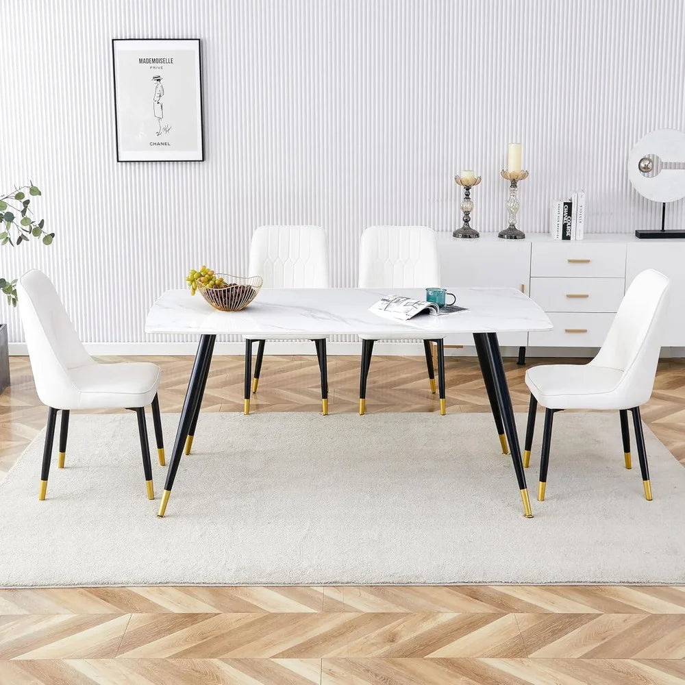 Beautiful White Marble Dining Room Table Set for 4