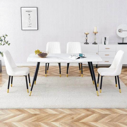 Beautiful White Marble Dining Room Table Set for 4