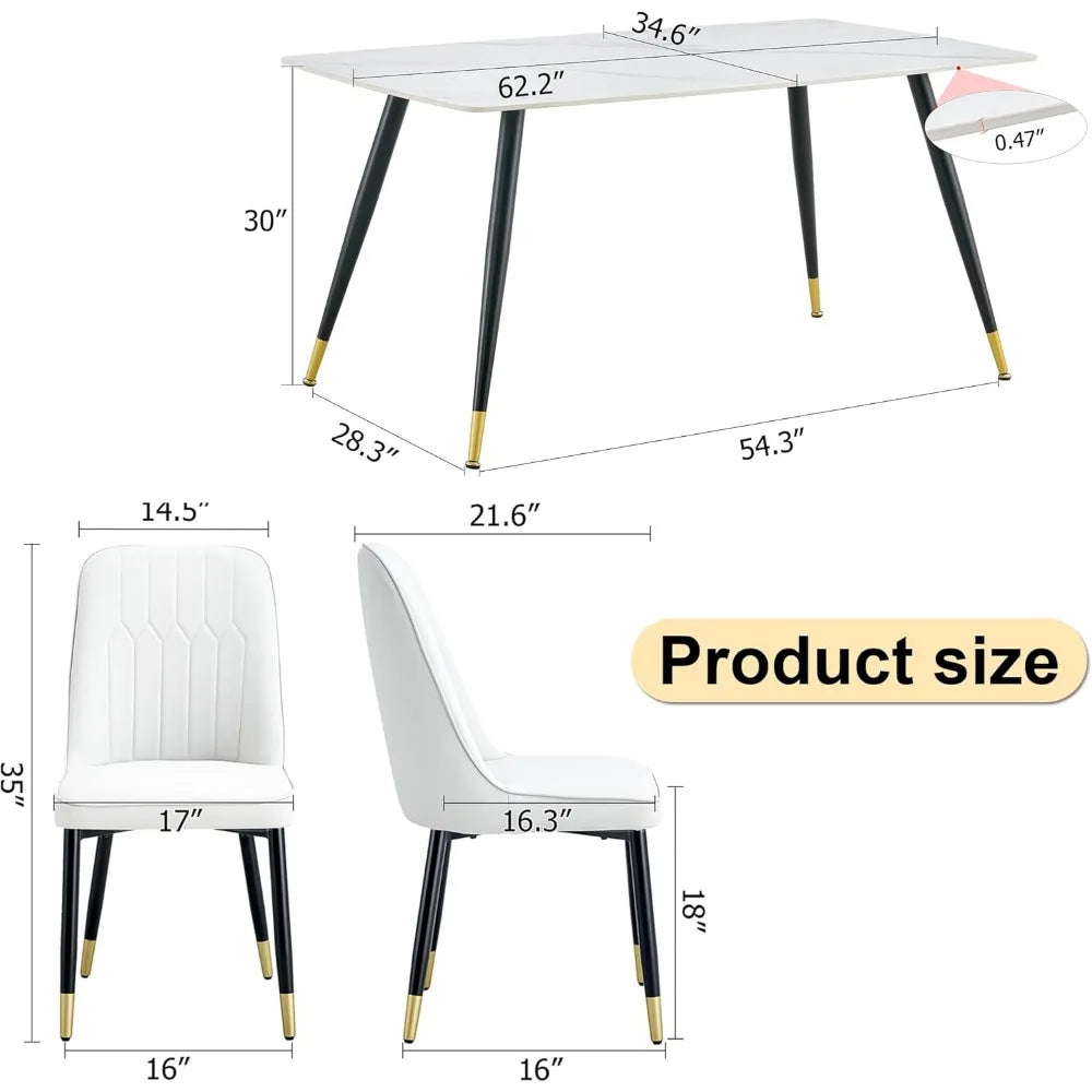 Beautiful White Marble Dining Room Table Set for 4