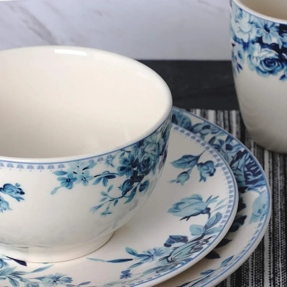 16 Piece Dinnerware Set - Traditional Blue And White  Serves 4