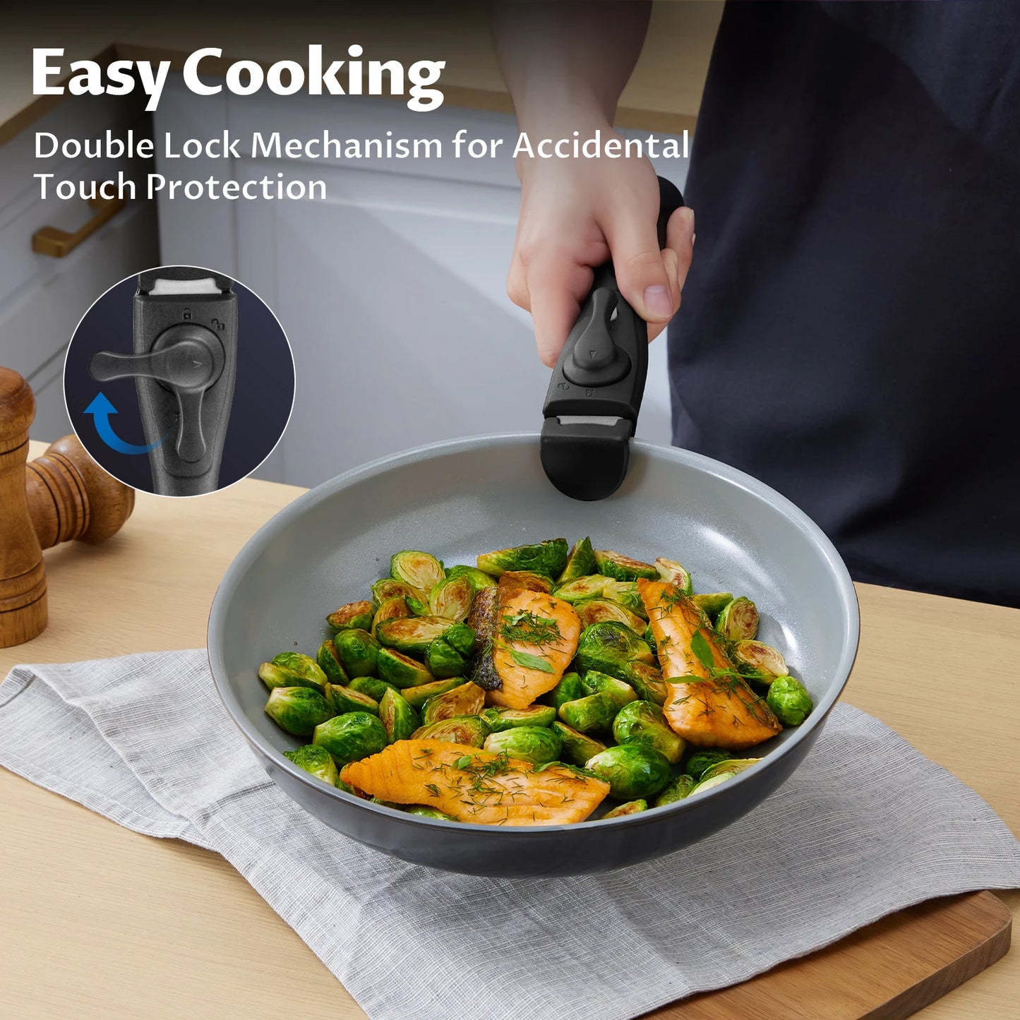 Induction Cookware with Ceramic Coating, 13pcs Nonstick Pots and Pans Set with Detachable Handles