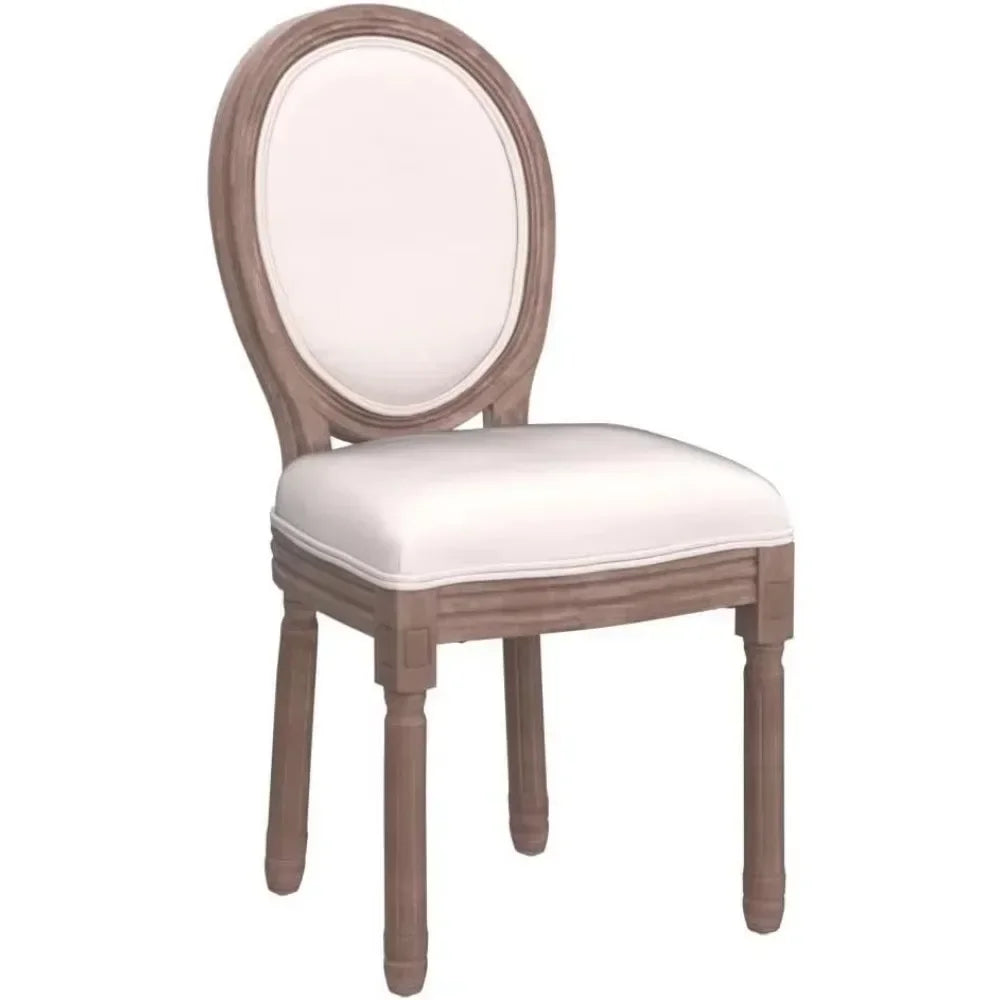 French Country Dining Chairs Set of 6 - Vintage Louis Chairs with Curved Backrest and Beautifully Carved Solid Wood Frame