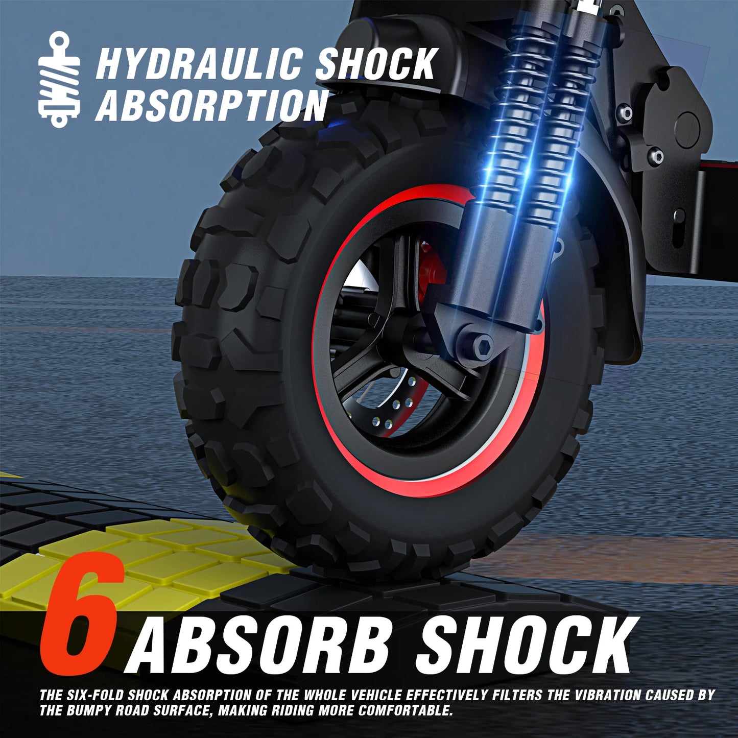 Foldable Waterproof Adult Electric Scooter 11" Off-Road Tires 48V 1200W 18Ah