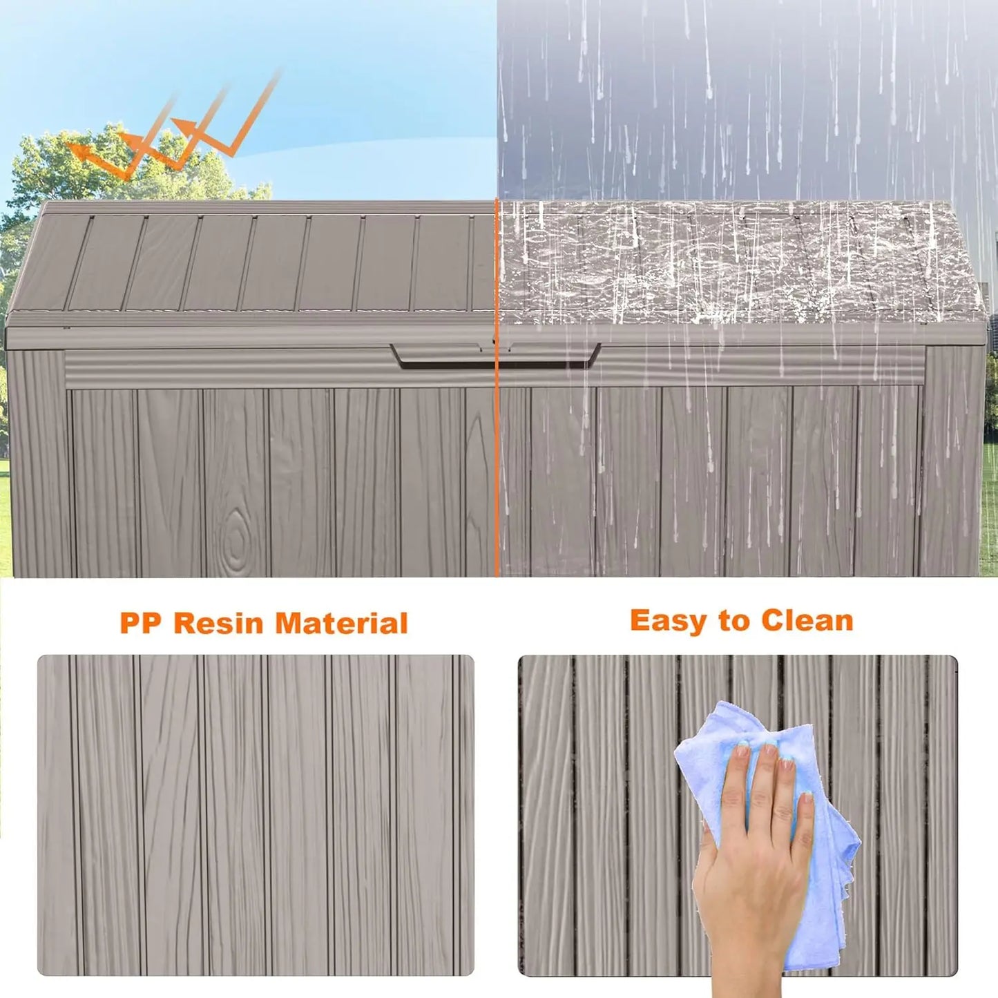 75 Gallon Resin Deck Box, Lockable Outdoor Storage Box