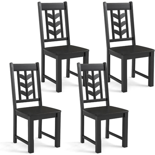 Wooden Dining Chairs Set of 4, Leaf-Shaped High Back, Color Choice, Max Load 400 LBS