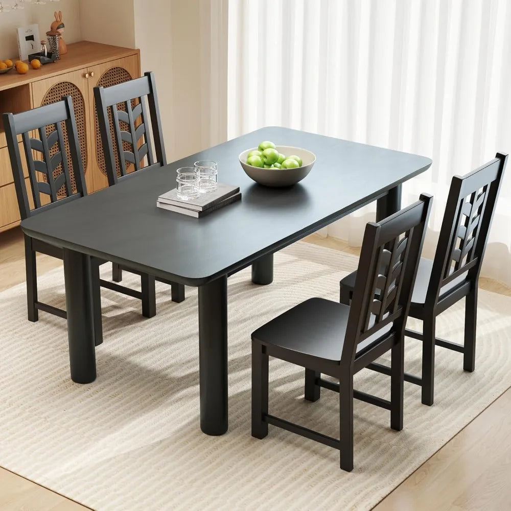 Wooden Dining Chairs Set of 4, Leaf-Shaped High Back, Color Choice, Max Load 400 LBS