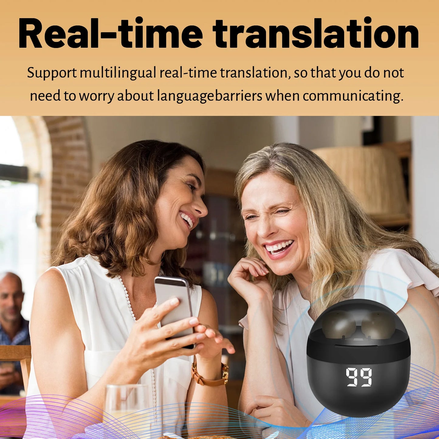 AI Bluetooth Translator Earbuds - 144 Languages: Can be Used For Phone Calls, Business Meetings, Travel