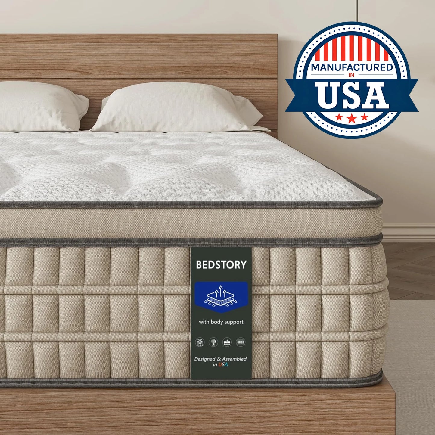 12 Inch Full to King Hybrid Gel Memory Foam Mattress, Breathable Fabric for Comfortable Sleep