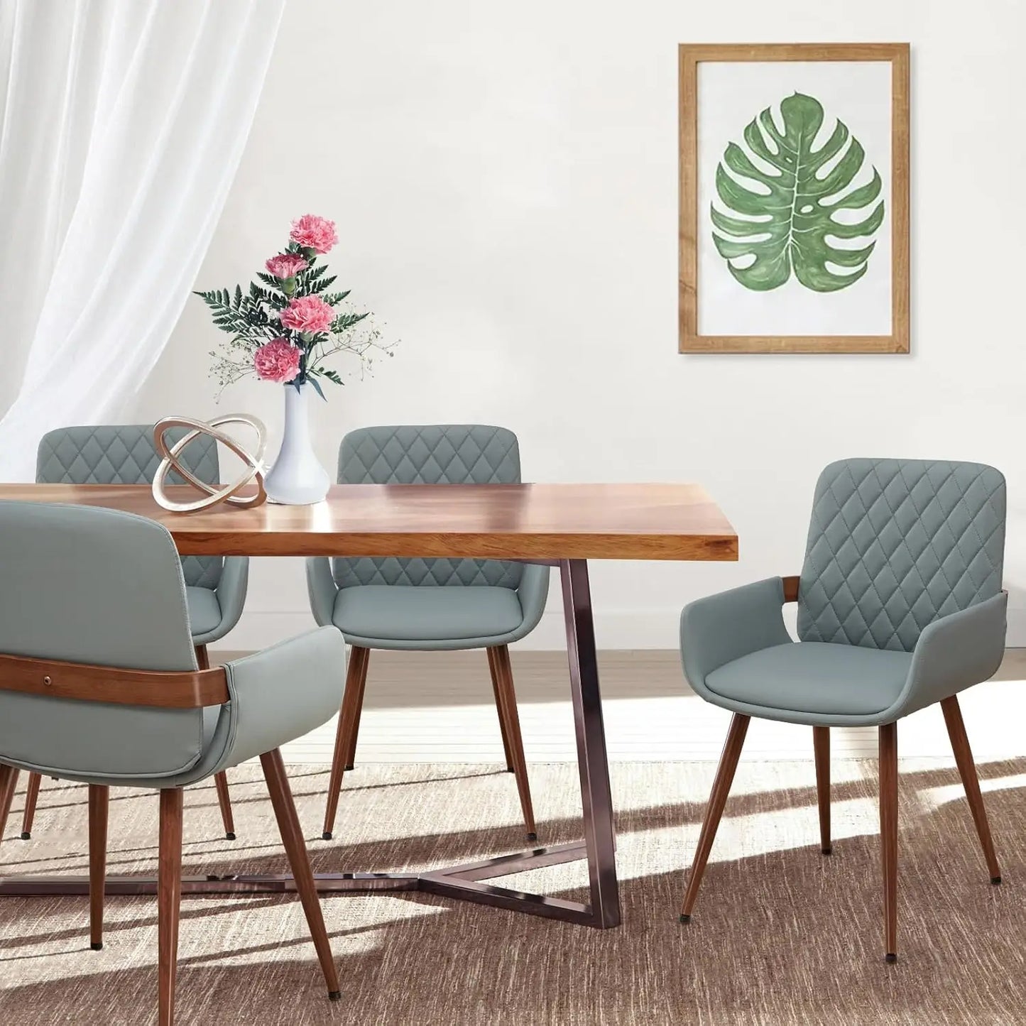 Mid Century Modern Faux Leather Dining Chairs - 5 Color Options