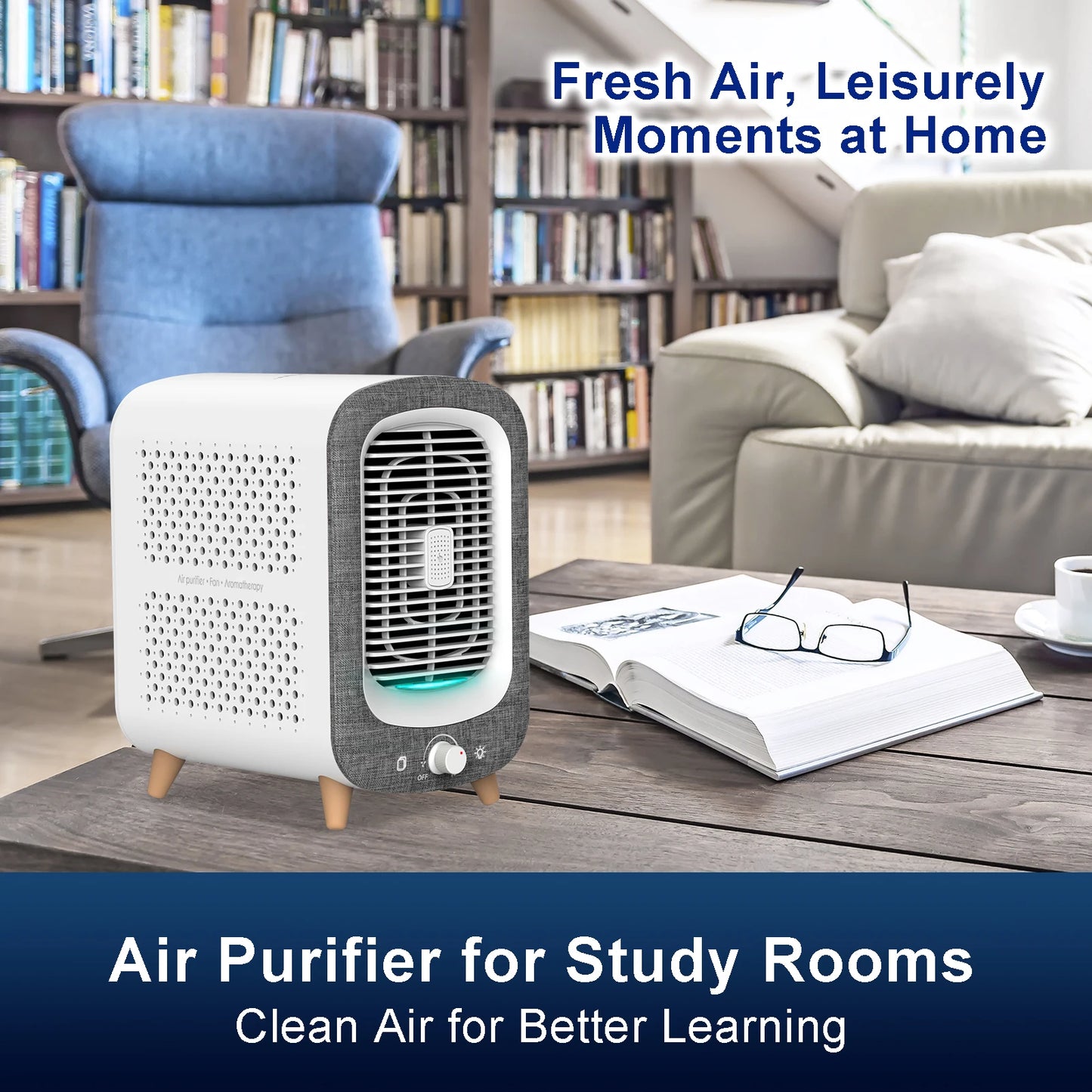 Air Purifier for Home: 780sq ft. HEPA & Activated Carbon, Fragrance Sponge & Nightlight