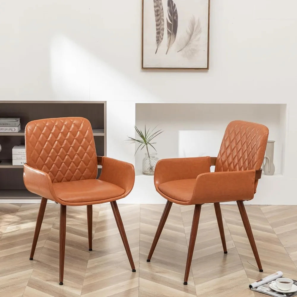 Mid Century Modern Faux Leather Dining Chairs - 5 Color Options