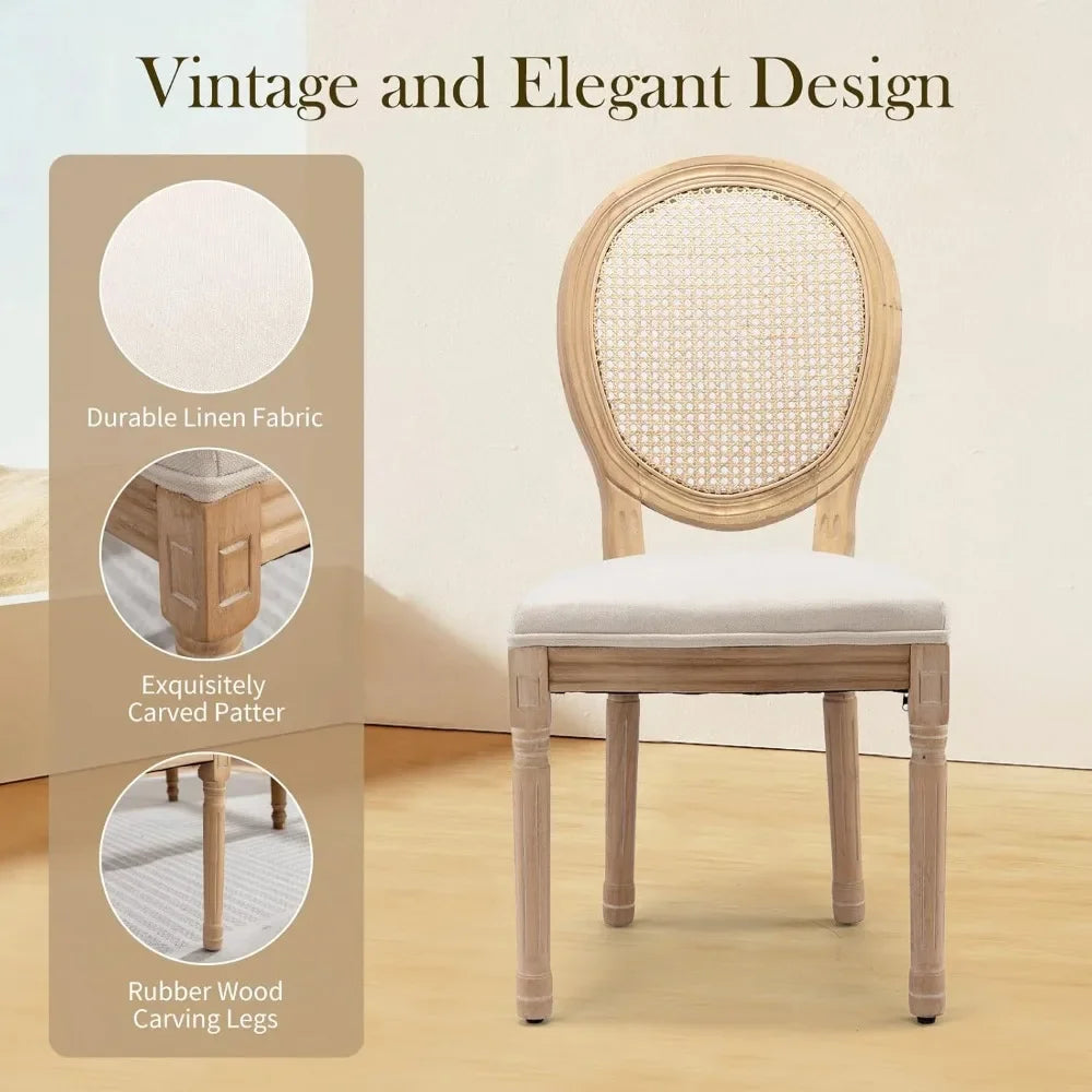 Fabric Upholstered French Country Dining Chairs, Choice of Color