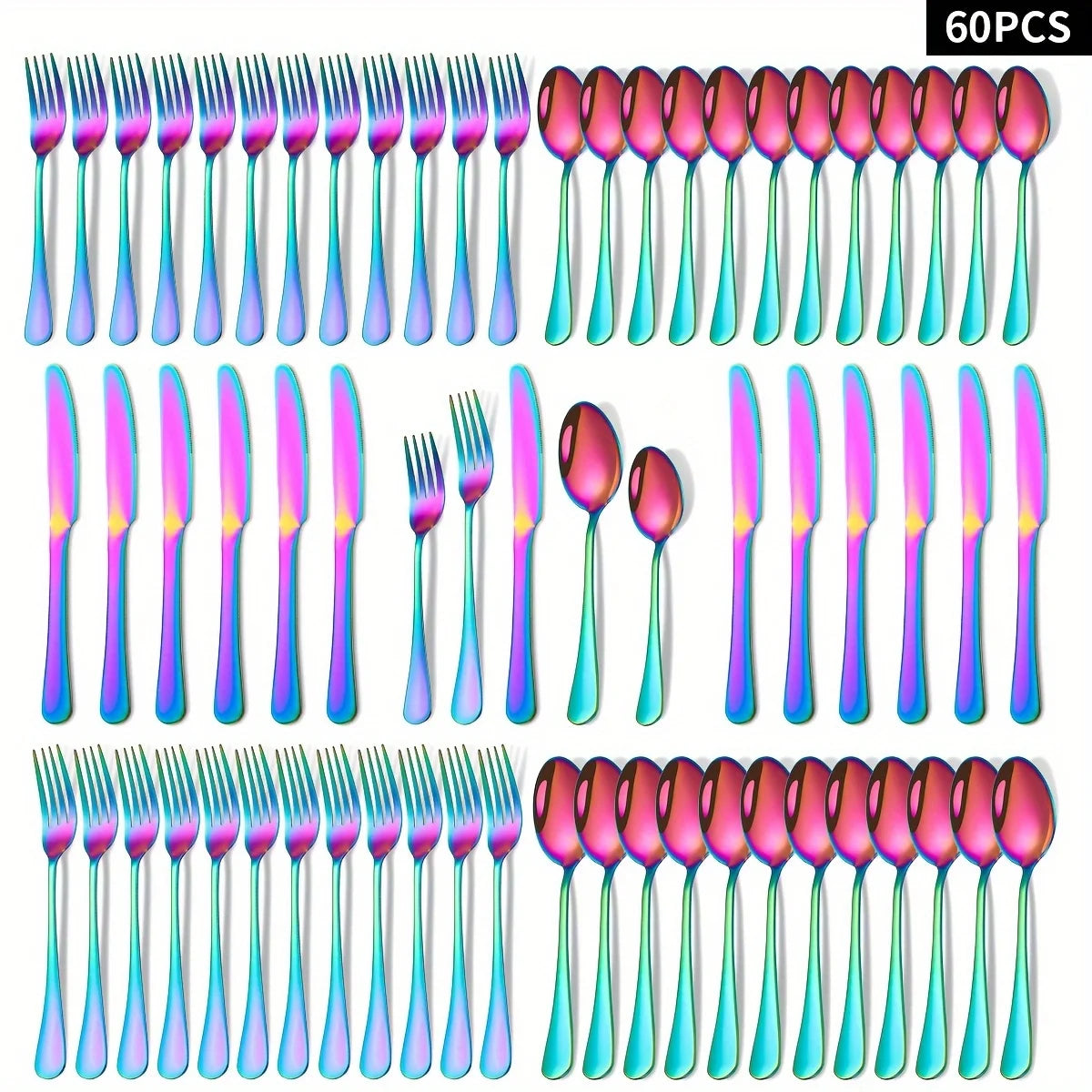 30/60pcs Stainless Steel High-end Tableware Set - Dishwasher Safe