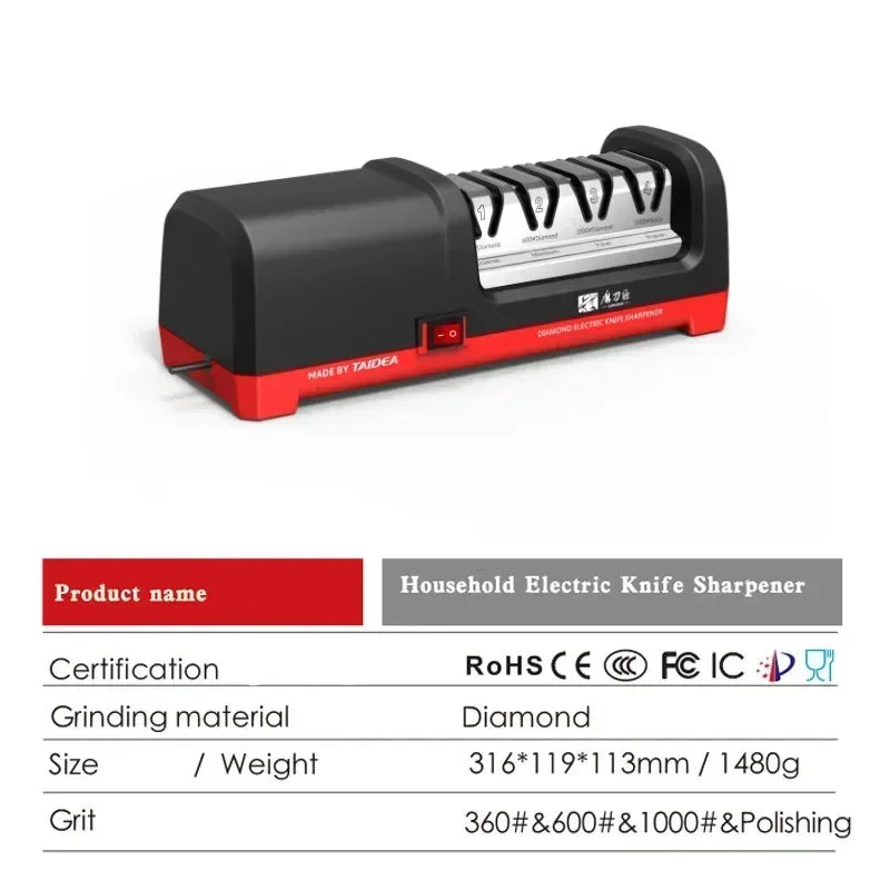 GRINDER 4 Stage Diamond Electric Knife Sharpener With 2800rpm Rotational Speed And 18W Rated Power