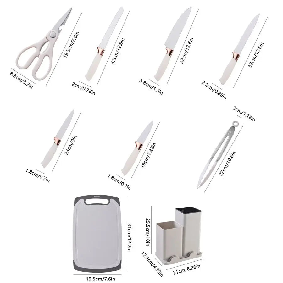 19 piece Silicone Kitchenware Set: Cooking Spoon, Shovel, Cutting Board, Fruit Knife, Chef Knife, Combination Set