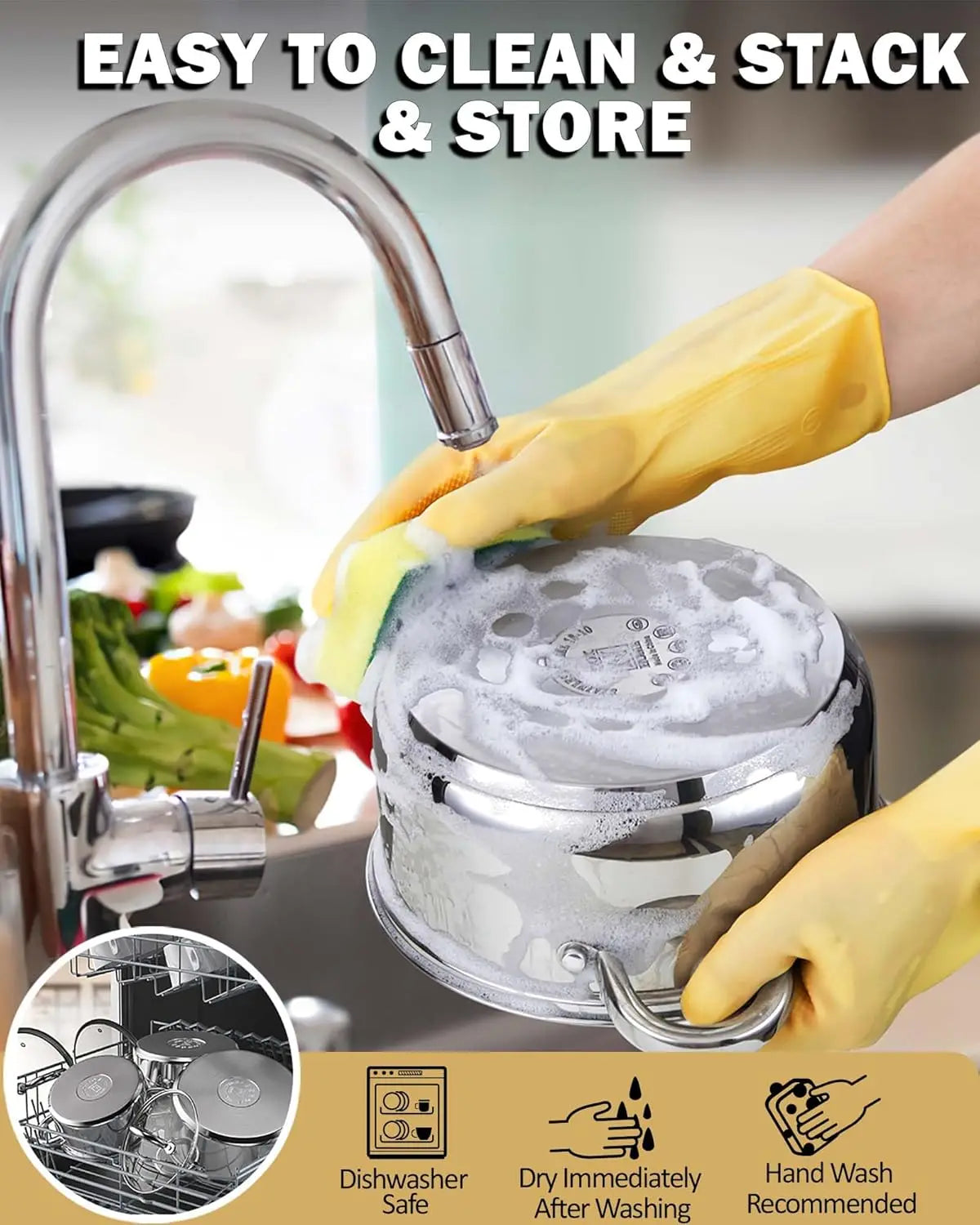 12-Piece Professional Stainless Steel Pots and Pans w/ lids