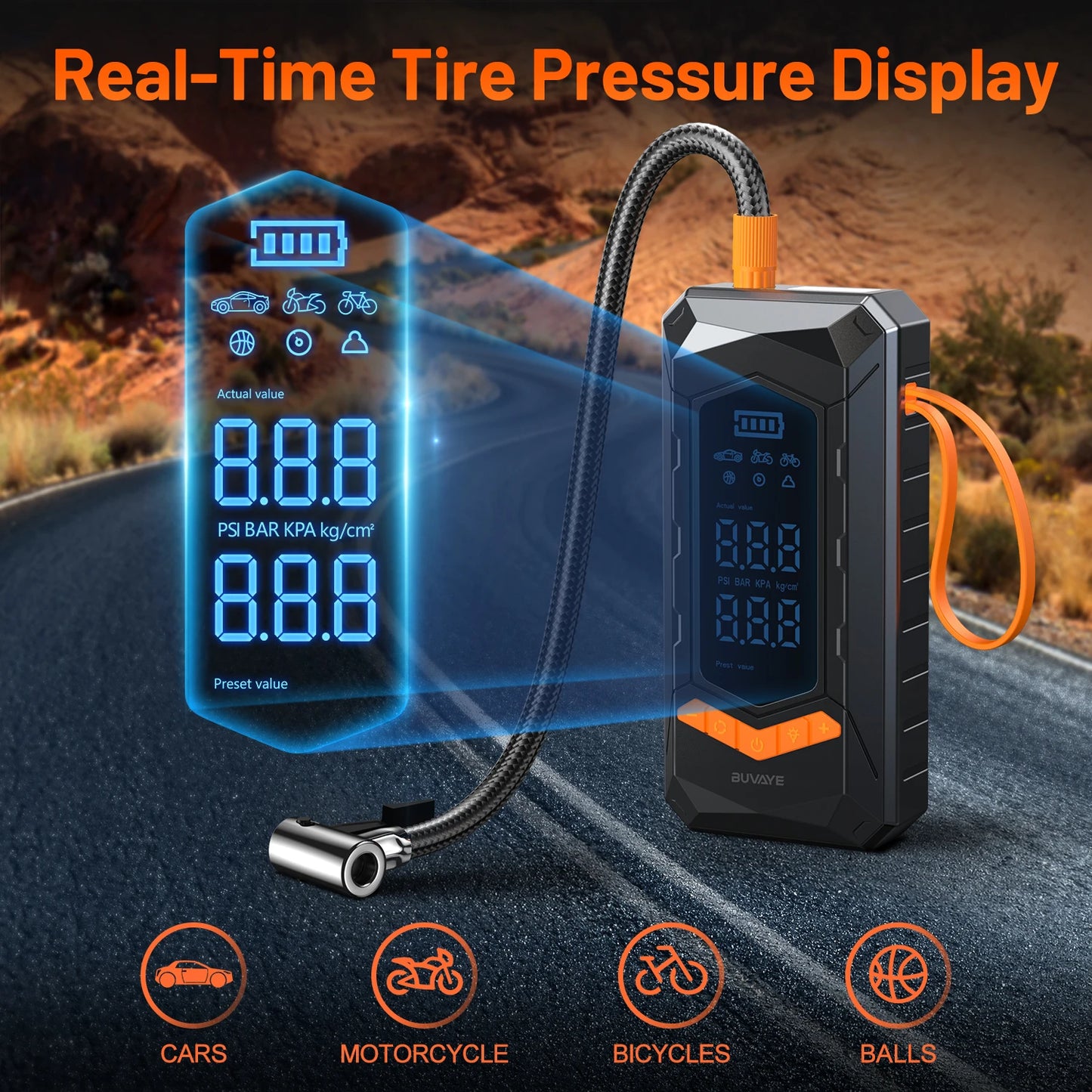 Wired/Wireless Air Pump: Inflator 250psi Compressor