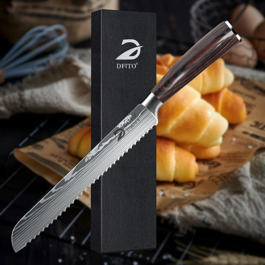 Bread Knife - Laser Sharp, Damascus Steel Chef's Knife with gift box