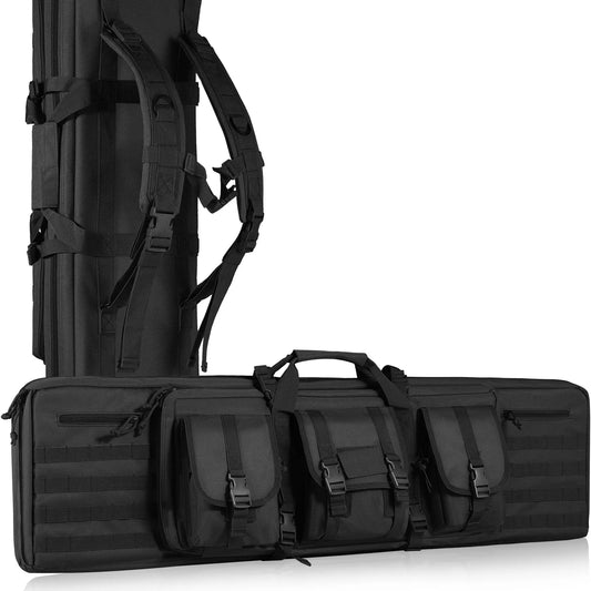 Tactical Double Long Gun Soft Bag, Lockable Zipper for Two 34"-40" Rifles & 2 Pistols