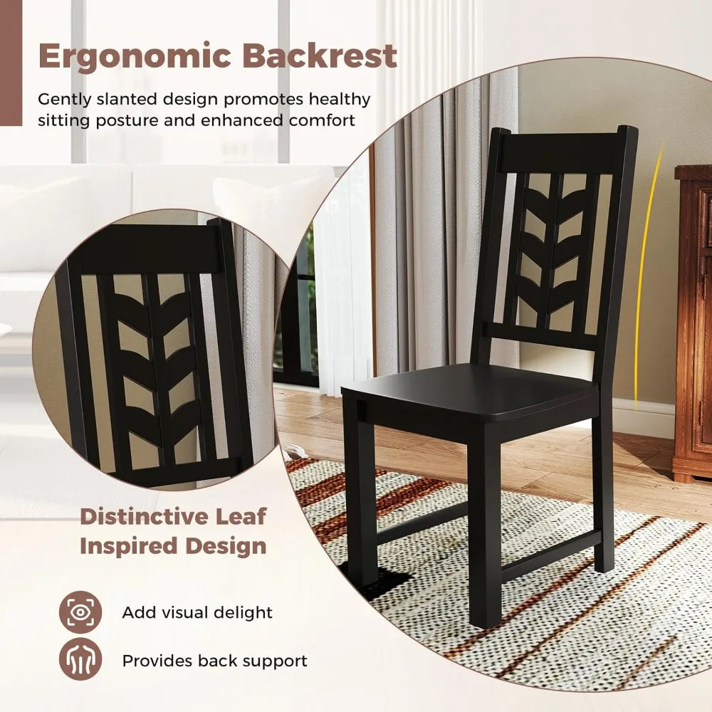 Wooden Dining Chairs Set of 4, Leaf-Shaped High Back, Color Choice, Max Load 400 LBS