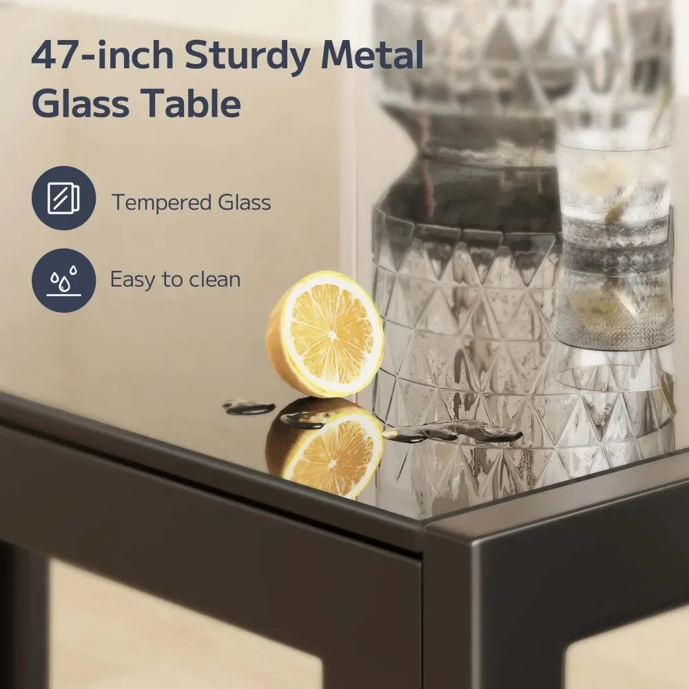 5 Piece Glass Dining Table Set for 4, PU Leather Chairs, Black or White