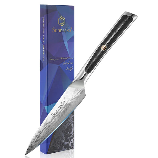 Sunnecko 3.5 Inch Fruit Paring Knife - 73 Layers VG10 Damascus Steel Chef's Peeling Knife