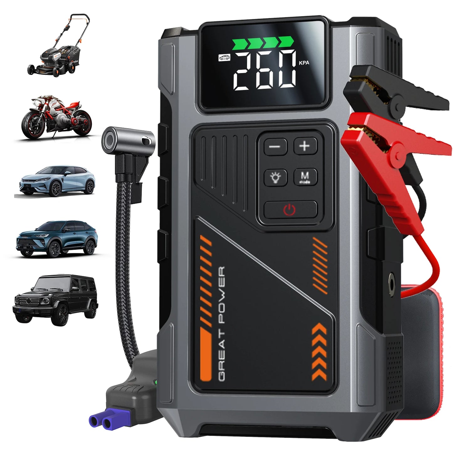 Portable Vehicle Jump Starter With 150psi Air Compressor