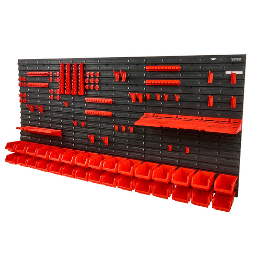 Wall Mounted Storage Bins 30/48Bin - Parts Rack Organizer with Wall Panels, Hooks