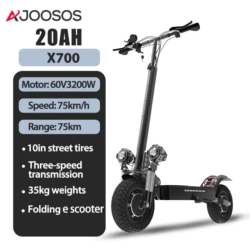 2400W-5600W Electric Scooter:  Dual Motor, Removable Seat